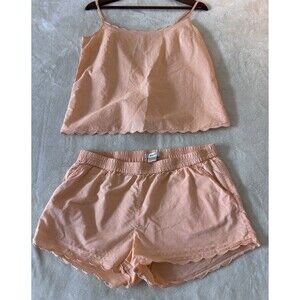 J. Crew Peach Scalloped Cami & Shorts Pajama Set